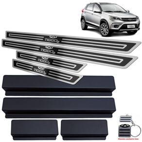 Soleira de Porta Chery Tiggo 2 2019 2020 Preto Alto Relevo
