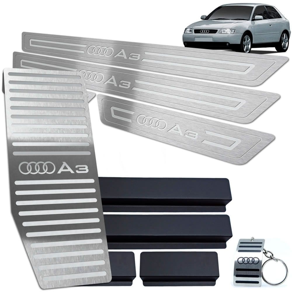 Descanso + Soleira Audi A3 1996 2006  Prata Baixo Relevo