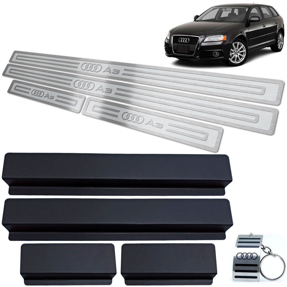 Soleira de Porta Audi A3 2007 A 2013 Prata Em Alto Relevo
