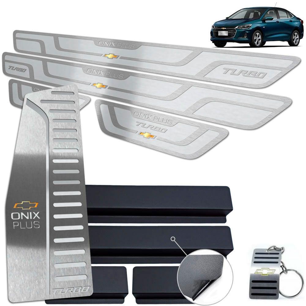Descanso Soleira Onix Plus Turbo 2020 Prata Alto Relevo