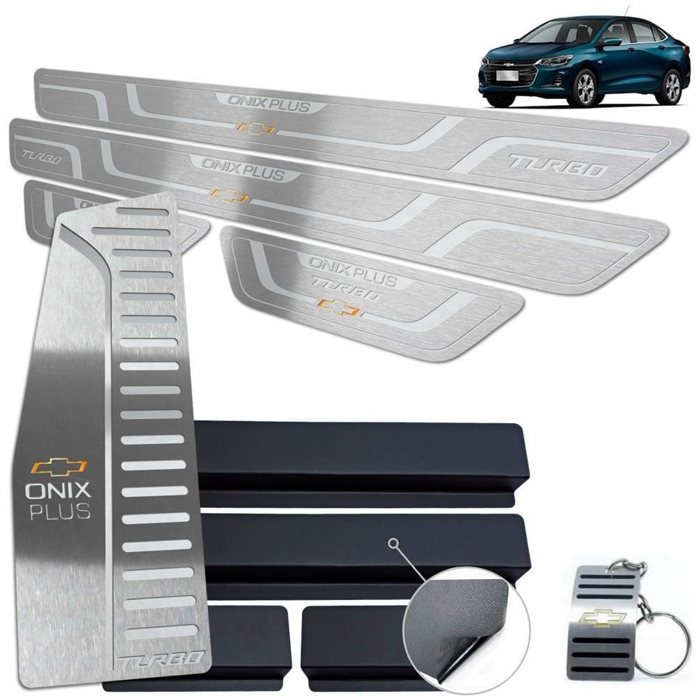 Descanso Soleira Onix Plus Turbo 2020 Prata Baixo Relevo