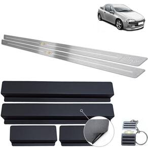 Soleiras Em Aço Inox Chevrolet Tigra Prata Baixo Relevo