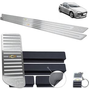Descanso Soleira Aço Inox Chevrolet Tigra Prata Alto Relevo