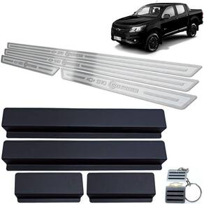 Soleira Aço Inox Chevrolet S10 Midnight Prata Alto Relevo