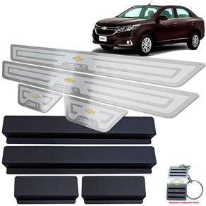 Soleira Alto Relevo Em Aço Inox Chevrolet Cobalt Prata