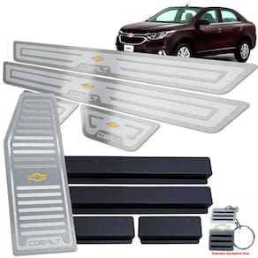 Descanso + Soleira Prata Alto Relevo Chevrolet Cobalt