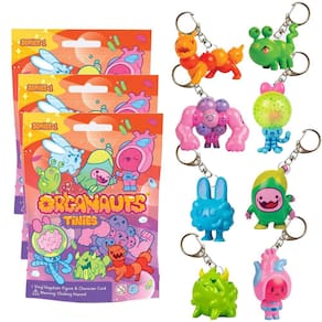 Organauts Tinies Colecionável Personagem Chaveiro 3pk Série 1