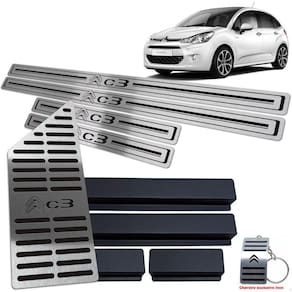 Descanso + Soleira Citroen C3 2013 A 2020 Preto Baixo Relevo