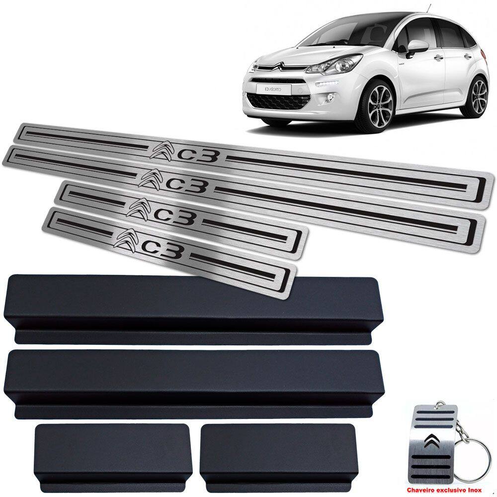 Soleira de Porta Citroen C3 2013 A 2020 Preto Baixo Relevo