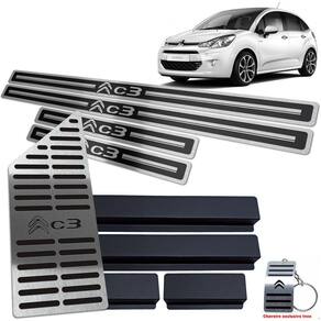 Descanso + Soleira Citroen C3 2013 A 2020 Preto Alto Relevo