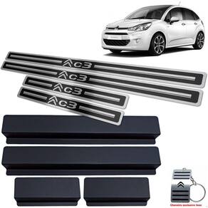 Soleira de Porta Citroen C3 2013 A 2020 Preto Alto Relevo