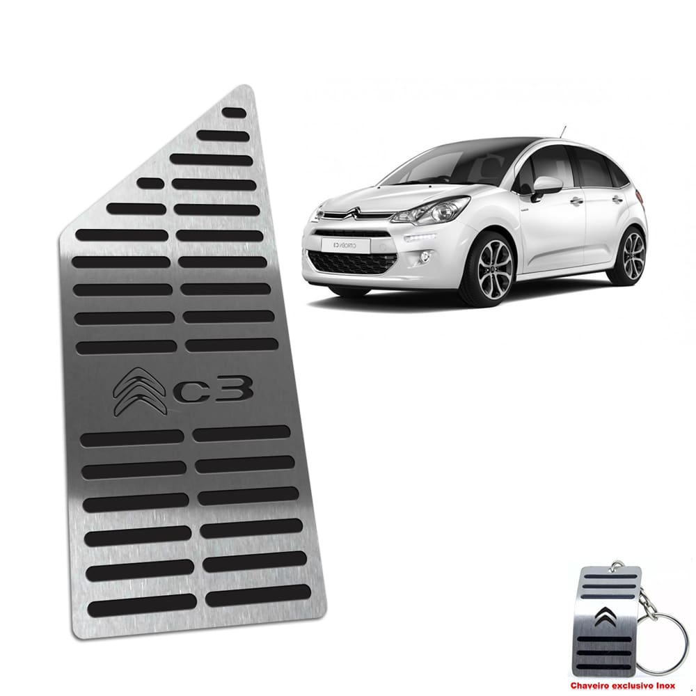 Descanso De Pé Citroen C3 2013 Até 2020 Aço Inox Preto
