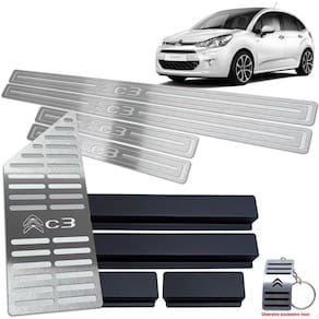 Descanso + Soleira Citroen C3 2013 A 2020 Prata Baixo Relevo
