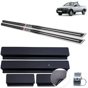 Soleira Preto Alto Relevo Fiat Strada 2000 A 2008 Aço Inox