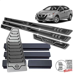 Soleira + Descanso Nissan Versa 2021 Preto Alto Relevo