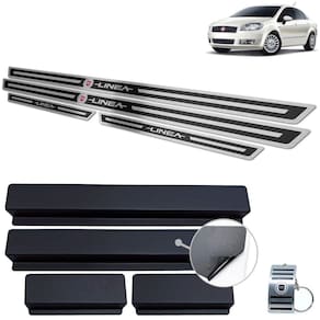 Soleira Aço Inox Fiat Linea 2009 A 2016 Preto Alto Relevo