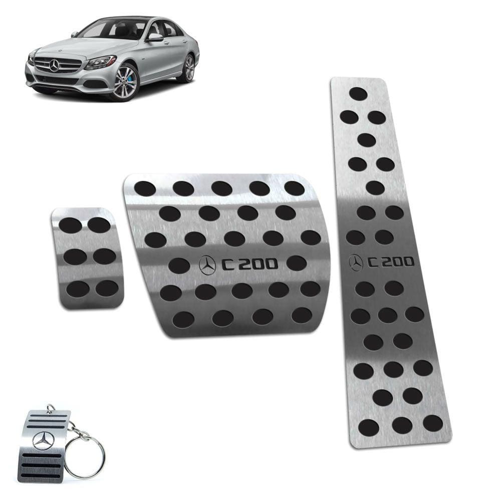 Pedaleira Automático Inox Mercedes C200 2010 A 2014 Preto