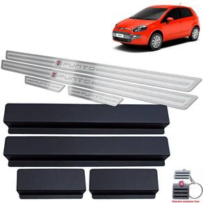 Soleira Aço Inox Fiat Punto 2013 A 2017 Prata Alto Relevo