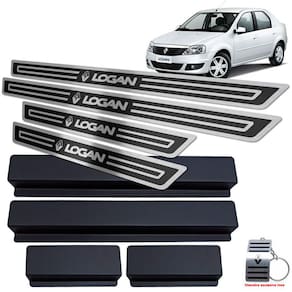 Soleira Em Inox Renault Logan 2011 A 2013 Preto Alto Relevo