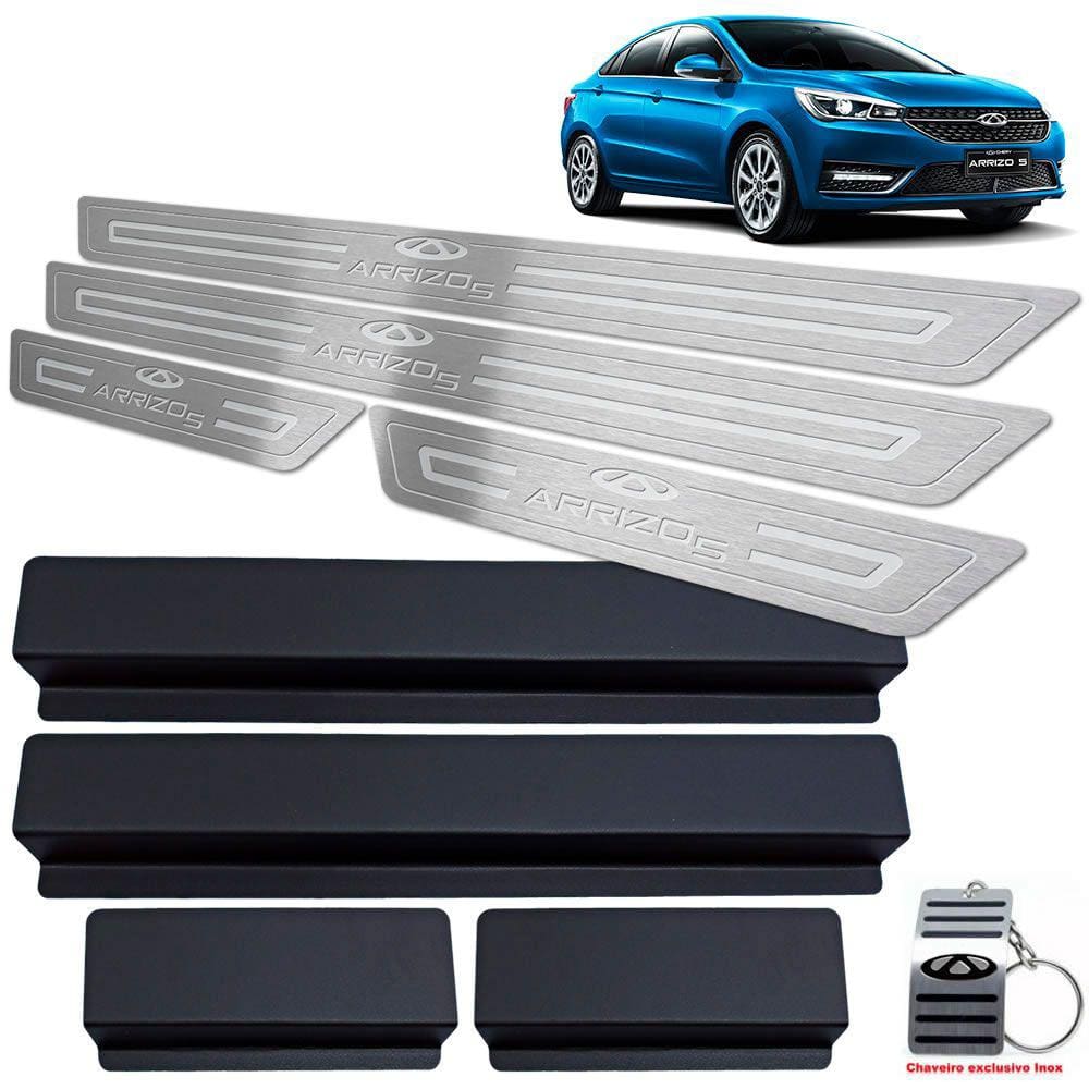 Soleira Aço Inox Chery Arrizo 5 Prata Baixo Relevo