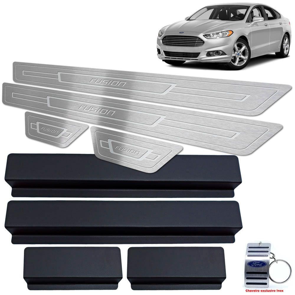 Soleira Aço Inox Ford Fusion 2013 A 2017 Prata Baixo Relevo