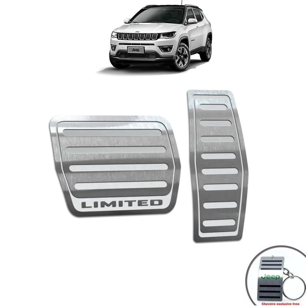 Pedaleira Automático Aço Inox Jeep Compass Limited Prata