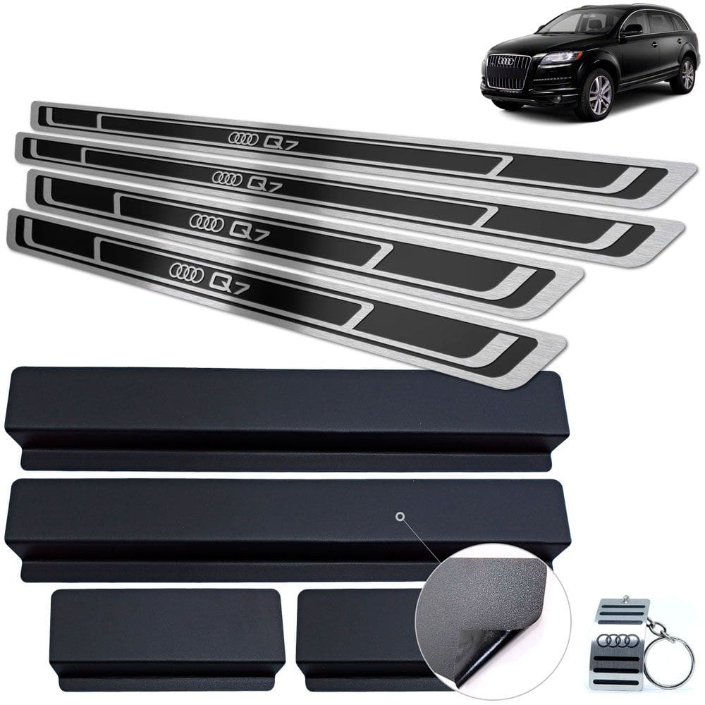 Soleira Inox Audi Q7 2016 A 2019 Preto Alto Relevo