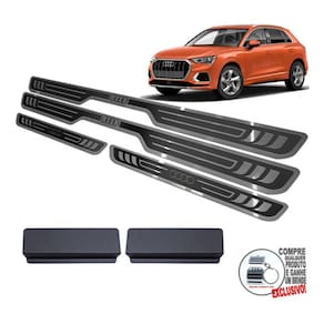 Soleira Aço Inox Audi Q3 2020 2021 Preto Alto Relevo
