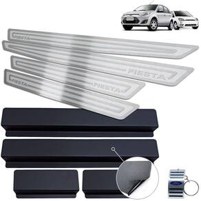 Soleira + Vinil Ford Fiesta 2007 A 2014 Prata Alto Relevo