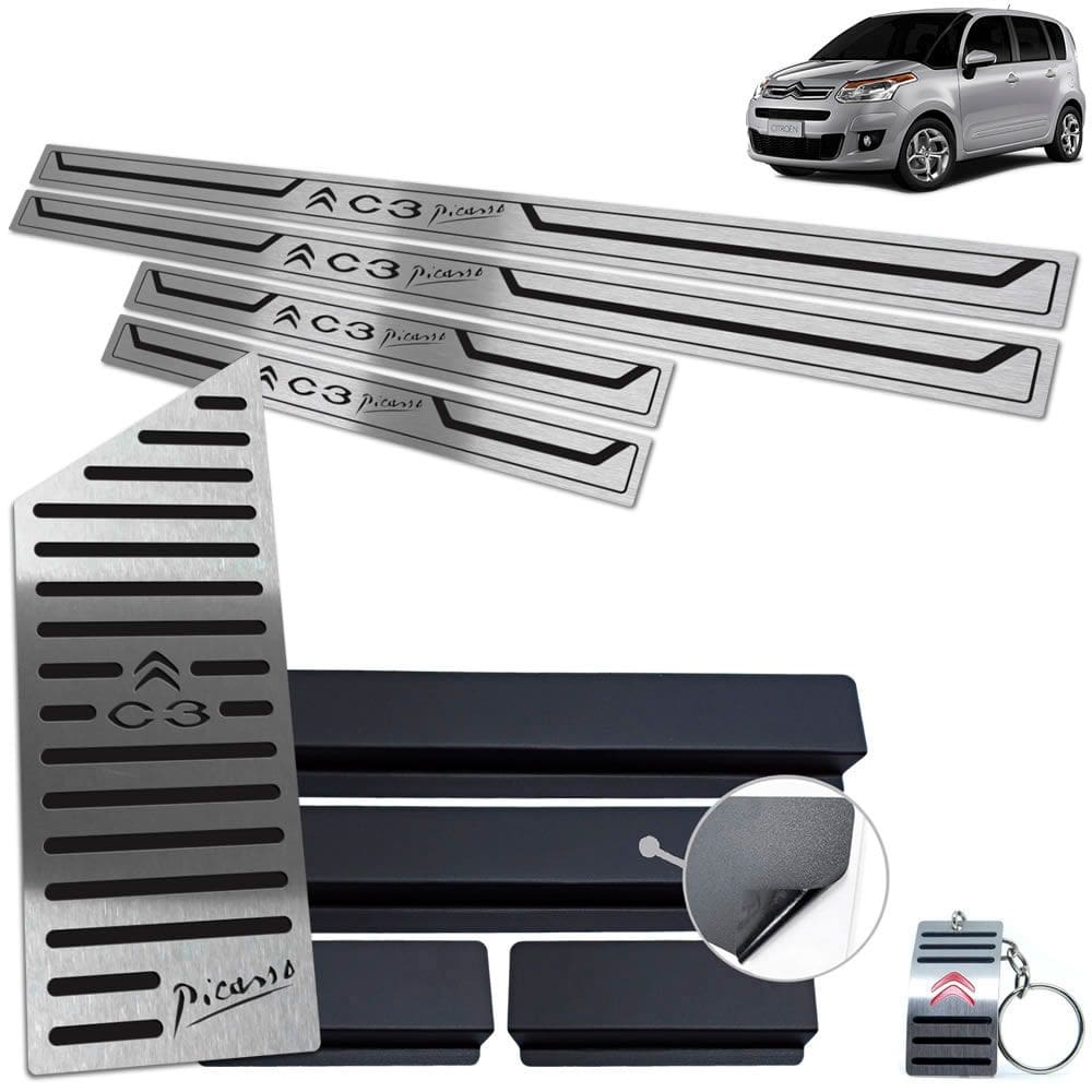 Descanso + Soleira Preto Baixo Relevo Citroen C3 Picasso