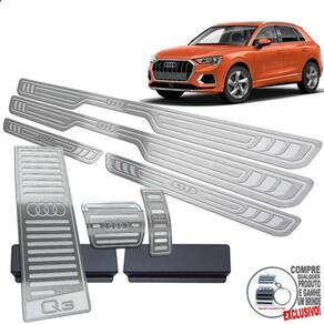 Pedaleira + Soleira + Descanso Prata Audi Q3 2020 2021