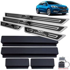 Soleira Aço Inox Chery Arrizo 5 Preto Alto Relevo