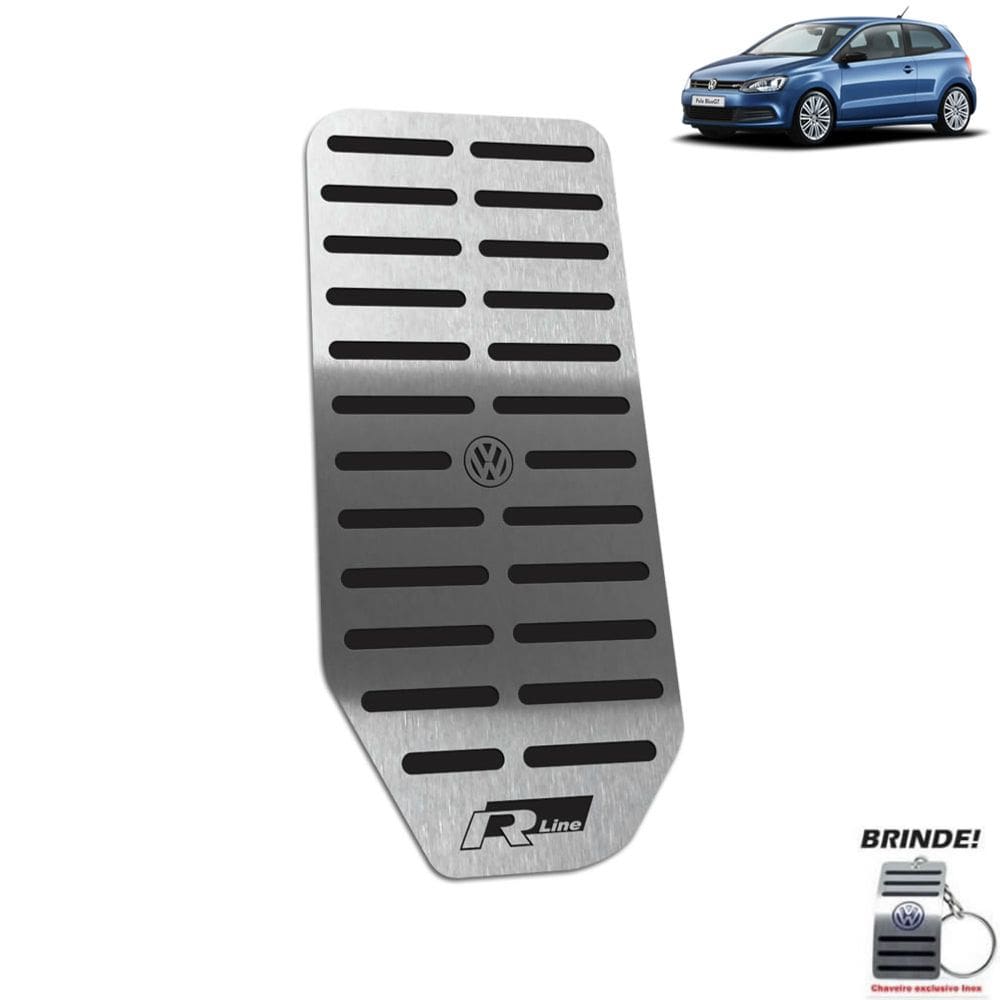 Descanso de Pé Preto Polo R-Line 2003 a 2015 Aço inox