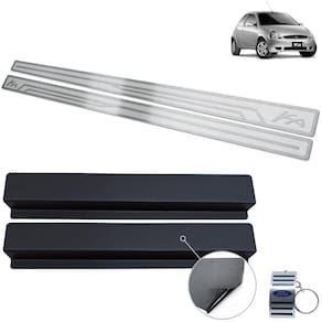 Soleira Em Aço Inox Ford Ka 1997 A 2007 Prata Alto Relevo