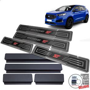 Soleira Em Aço Inox Ford Edge ST Preto Alto Relevo