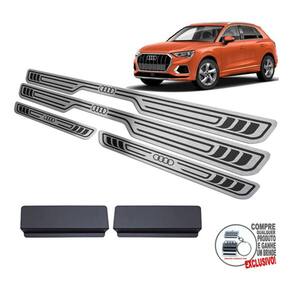 Soleira Aço Inox Audi Q3 2020 2021 Preto Baixo Relevo