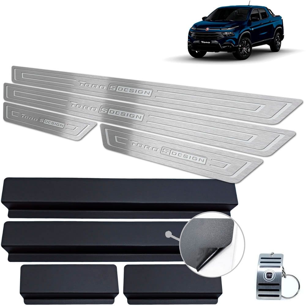 Soleira Fiat Toro S-Design Aço Inox Prata Baixo Relevo