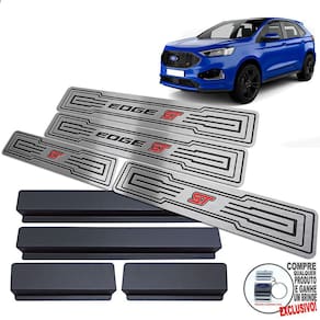 Soleira Em Aço Inox Ford Edge ST Preto Baixo Relevo