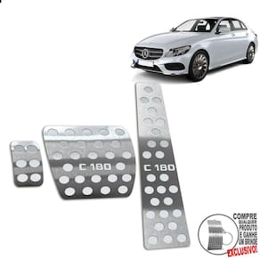 Pedaleira Automático Inox Mercedes C180 2015 A 2021 Prata