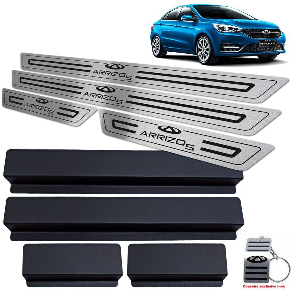 Soleira Aço Inox Chery Arrizo 5 Preto Baixo Relevo
