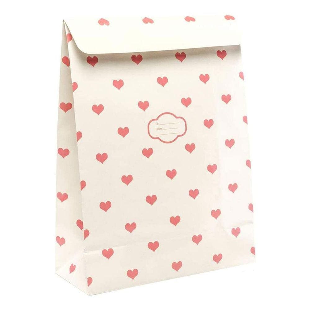 Pressie Bolsa Peel & Seal Gift Bag Creme Hearts 12pk Médio