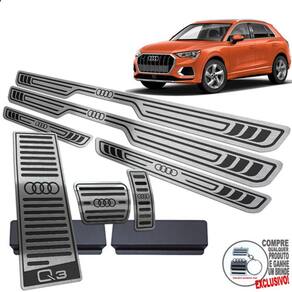 Pedaleira + Soleira + Descanso Preto Audi Q3 2020 2021