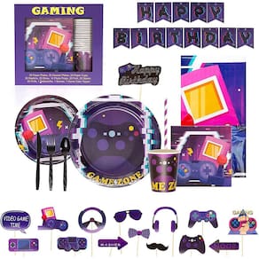Vídeo Game Festa Temática em uma Caixa Kit Copos Pratos Utensílios