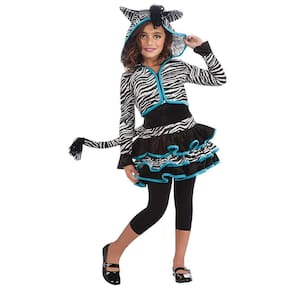 Drama Queens Zebra Hoodie tamanho S Girls Costume Dress Outfit