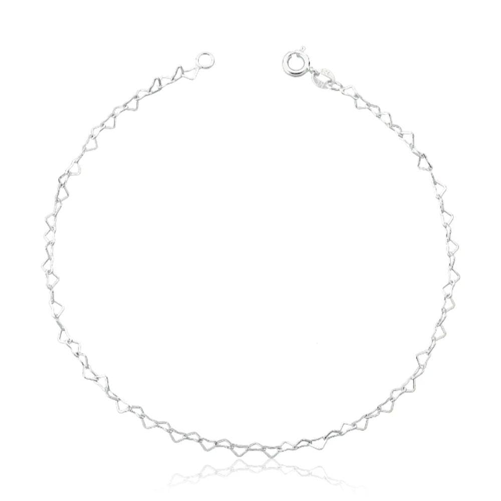 Pulseira elos corações prata 925