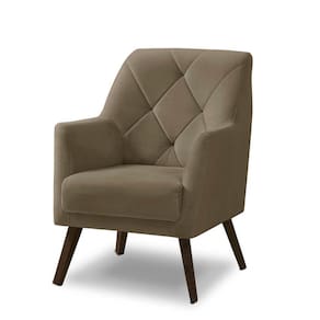 Poltrona Decorativa Retrô Recepção Magali Veludo Bege Capuccino LANSOFBR
