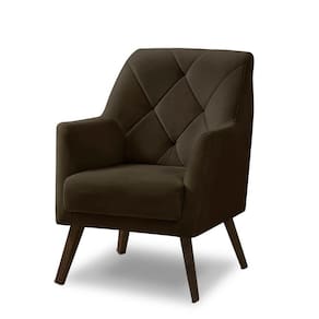 Poltrona Decorativa Retrô Recepção Magali Veludo Marrom LANSOFBR