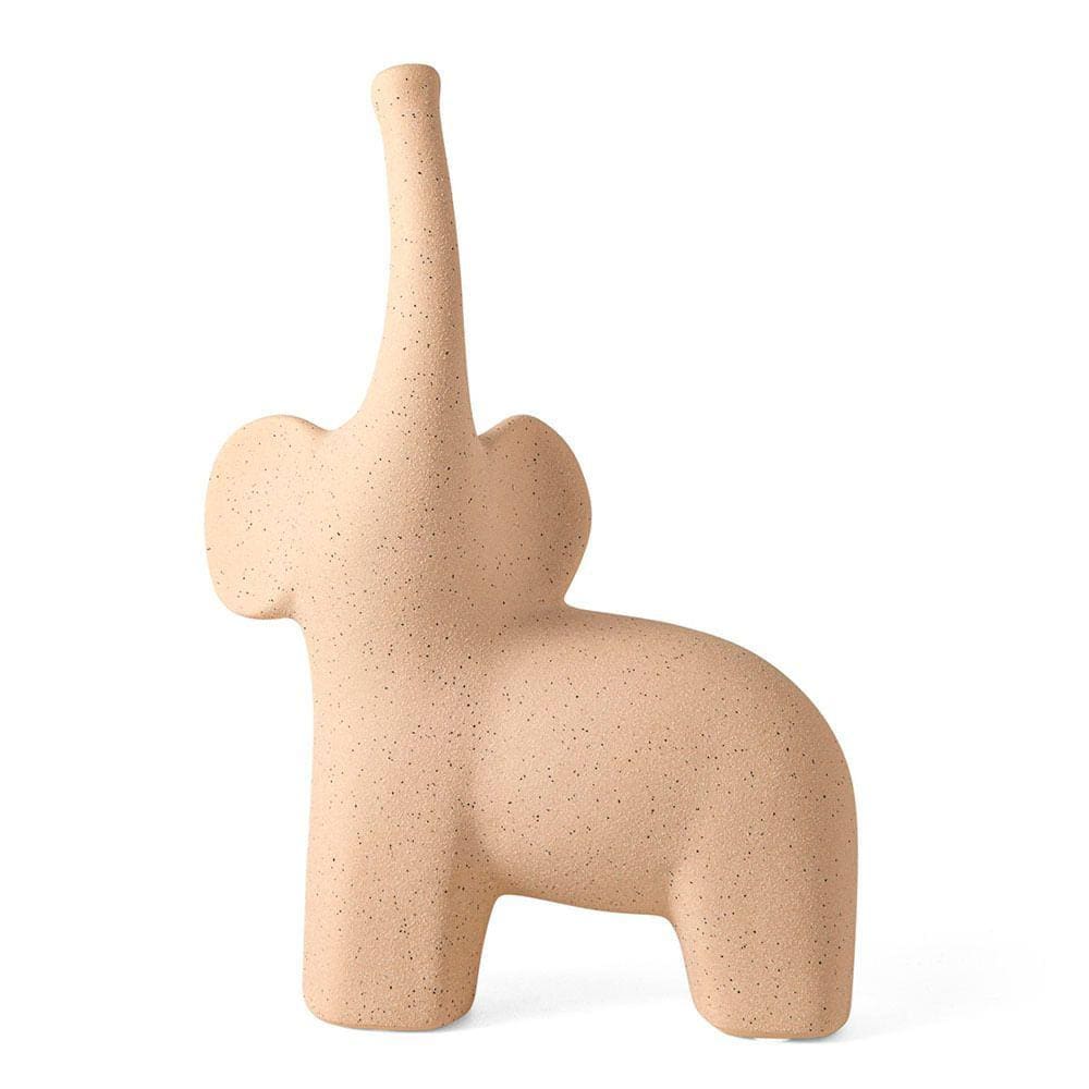 Escultura de Elefante em Cerâmica - Bege