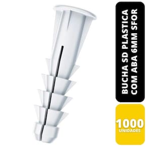 Kit com 1000 Bucha Sd Plastica Com Aba 6Mm Sfor