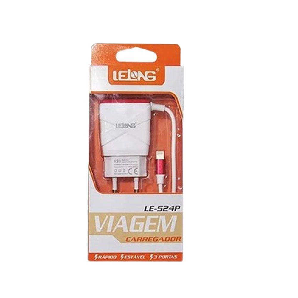 Carregador Rápido 3.4A Lightning 3 Portas USB Lelong LE-524P